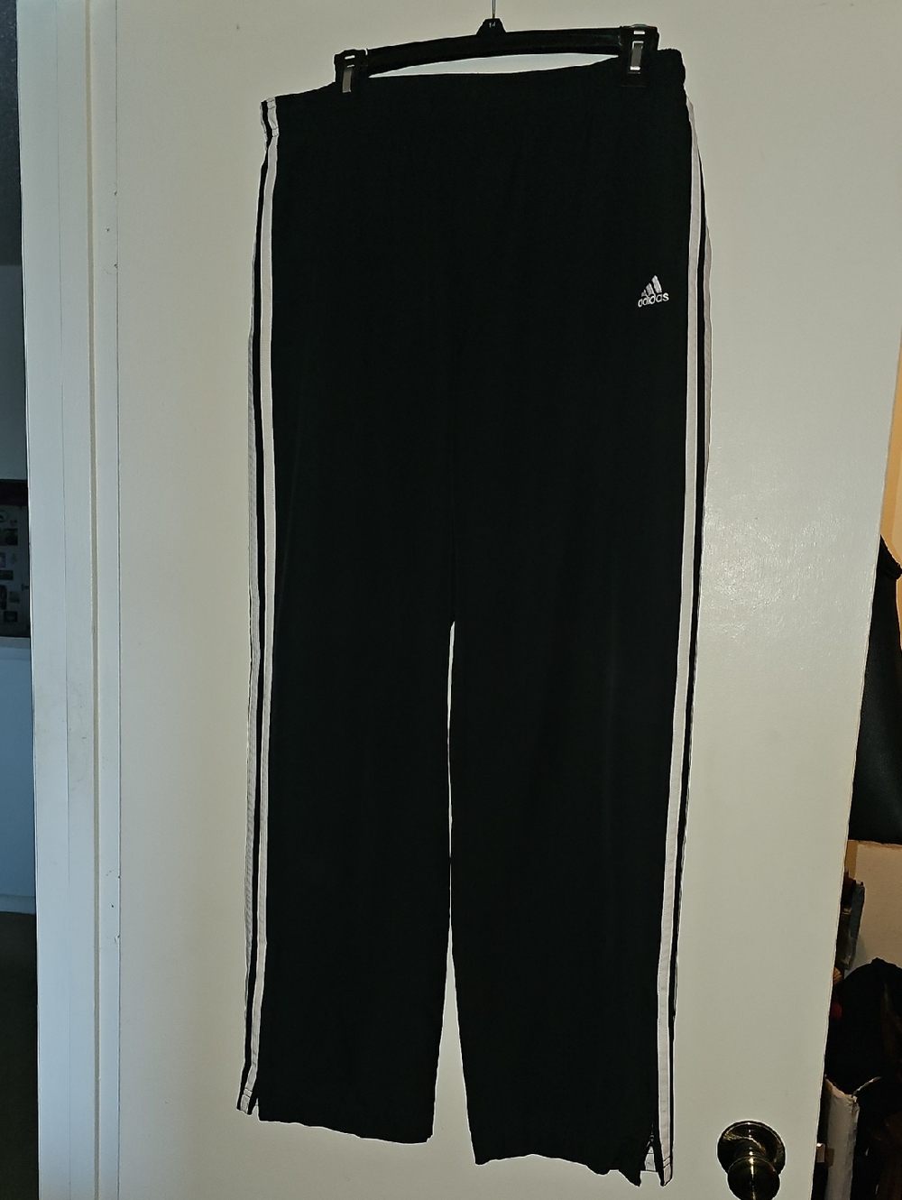 adidas Black Track Pants with White Side Stripes